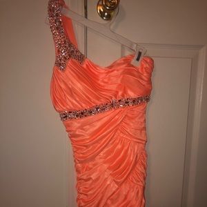 One shoulder gemmed dress